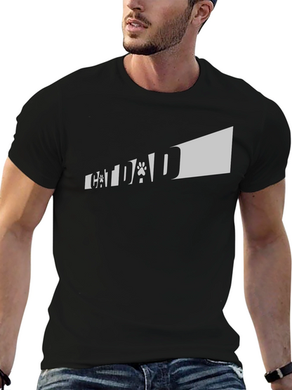 Camiseta Negra Cat Dad para Amantes de los Gatos