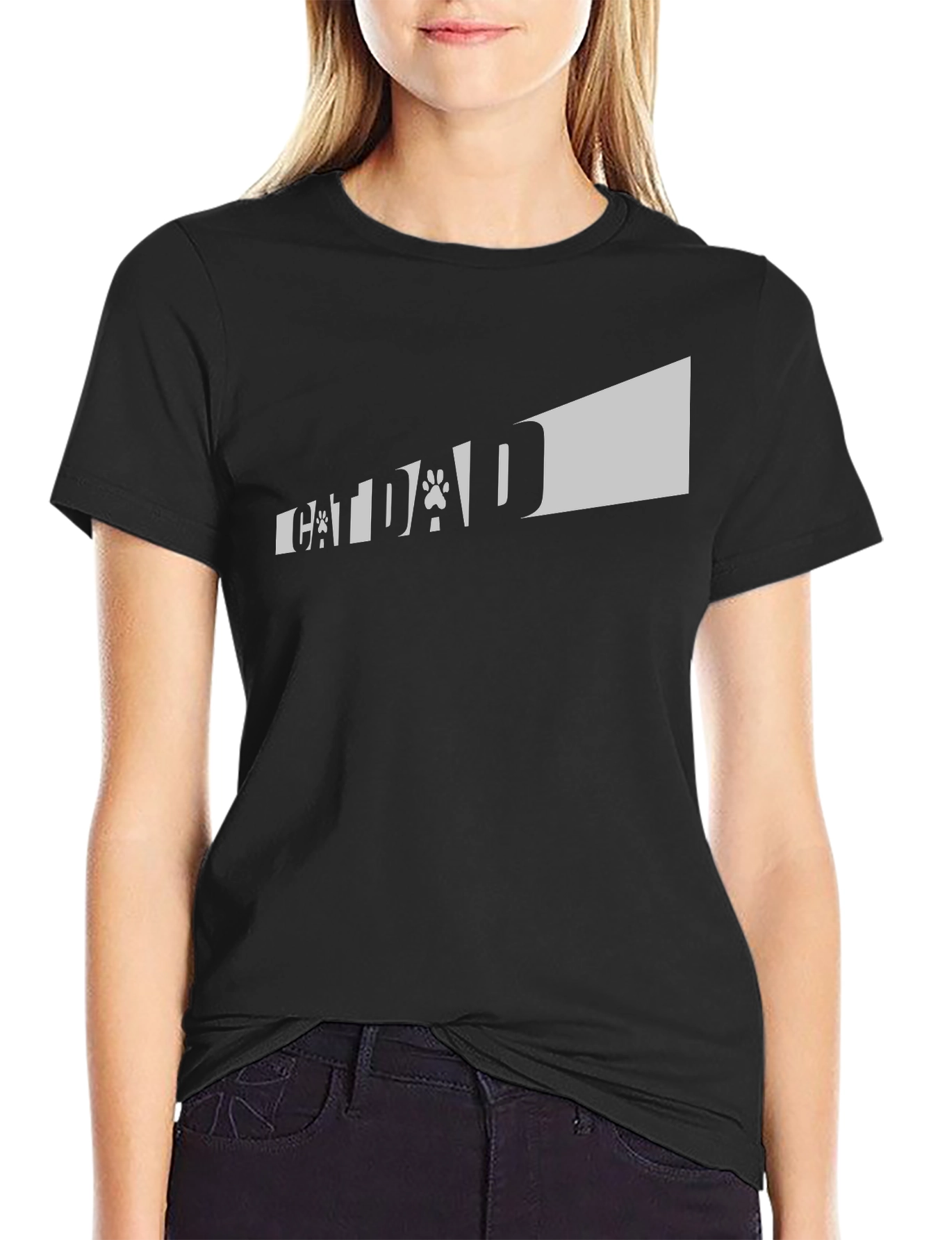Camiseta Negra Cat Dad para Amantes de los Gatos