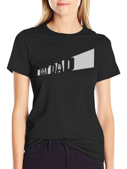 Camiseta Negra Cat Dad para Amantes de los Gatos