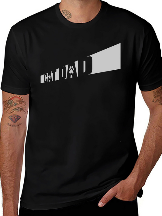 Camiseta Negra Cat Dad para Amantes de los Gatos