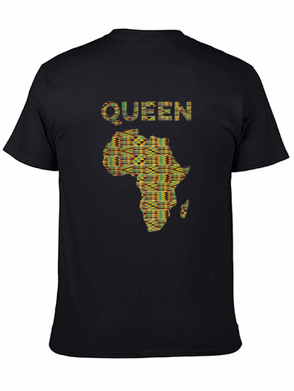 Camiseta Reina África Estampada Negra