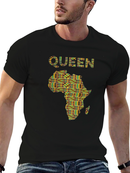 Camiseta Reina África Estampada Negra