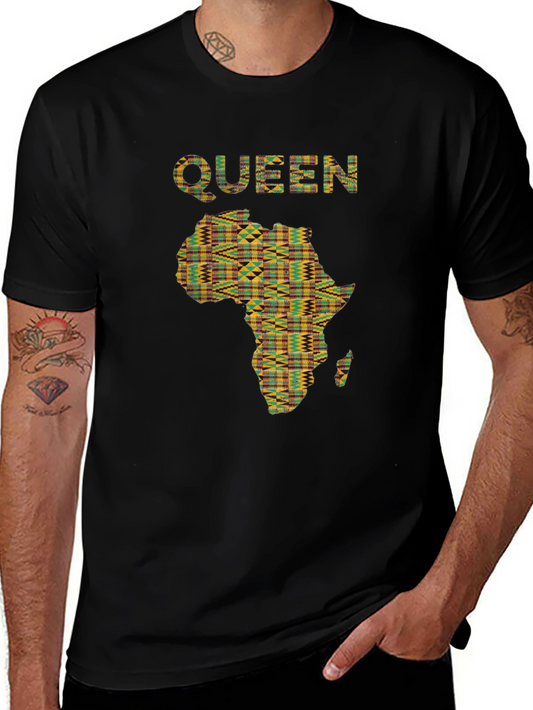 Camiseta Reina África Estampada Negra