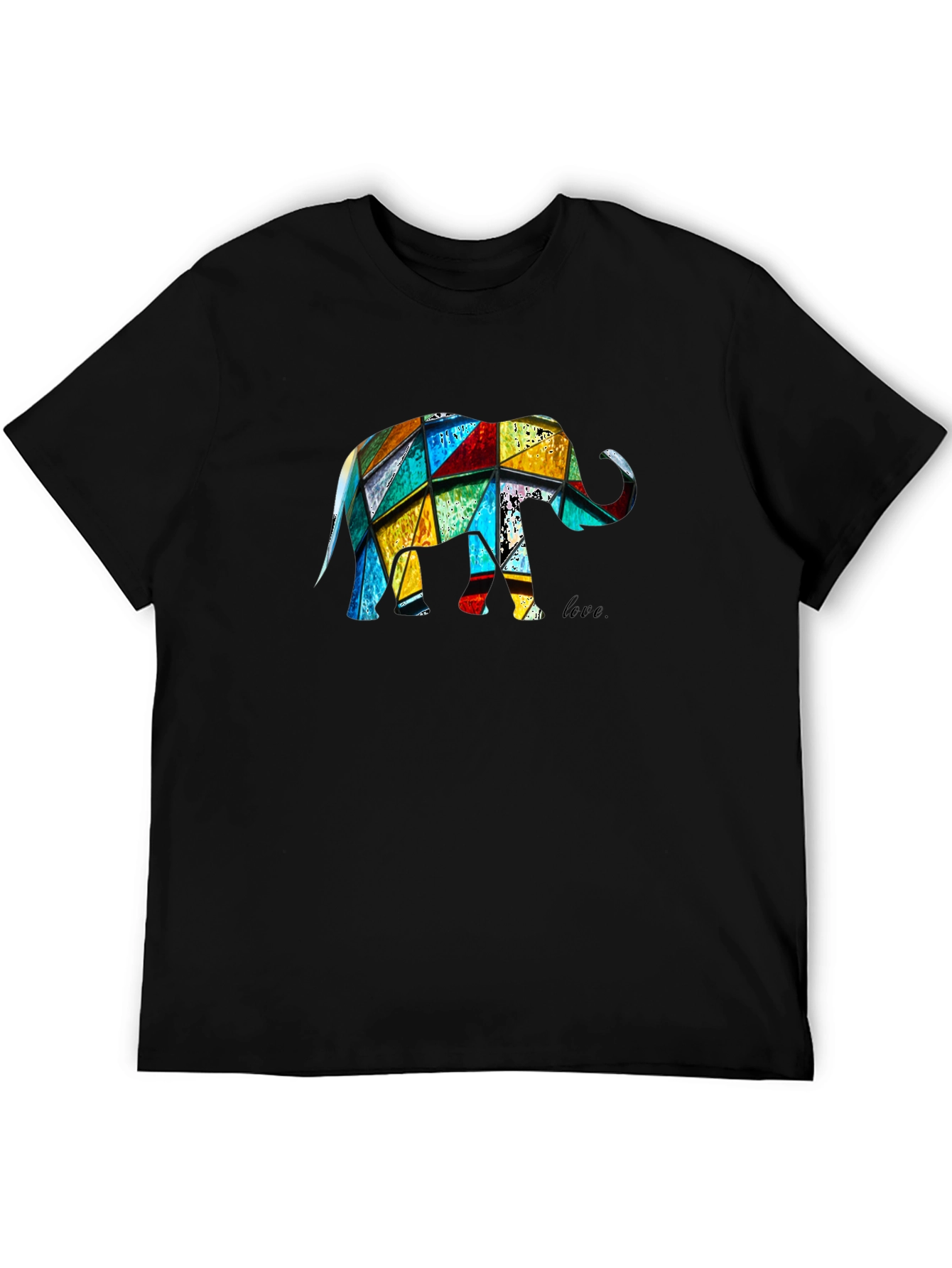 Camiseta Negra con Diseño de Elefante Geométrico