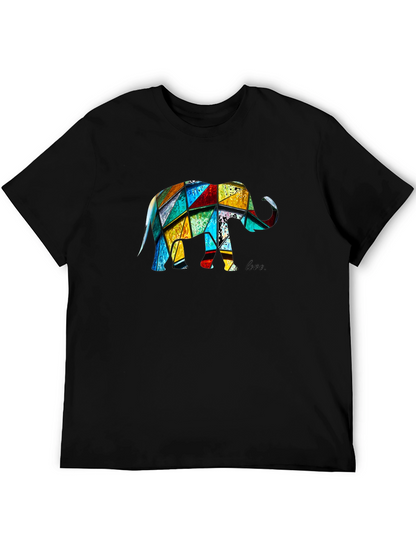Camiseta Negra con Diseño de Elefante Geométrico
