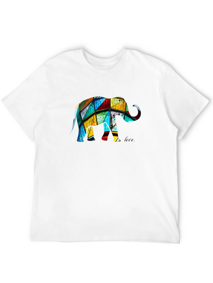 Camiseta Negra con Diseño de Elefante Geométrico