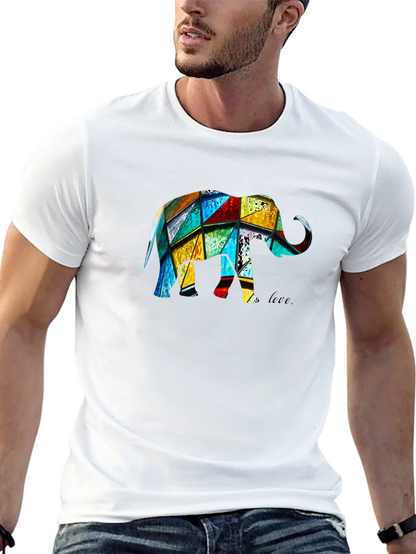 Camiseta Negra con Diseño de Elefante Geométrico