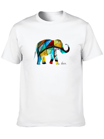Camiseta Negra con Diseño de Elefante Geométrico