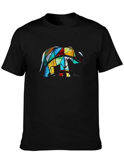 Camiseta Negra con Diseño de Elefante Geométrico