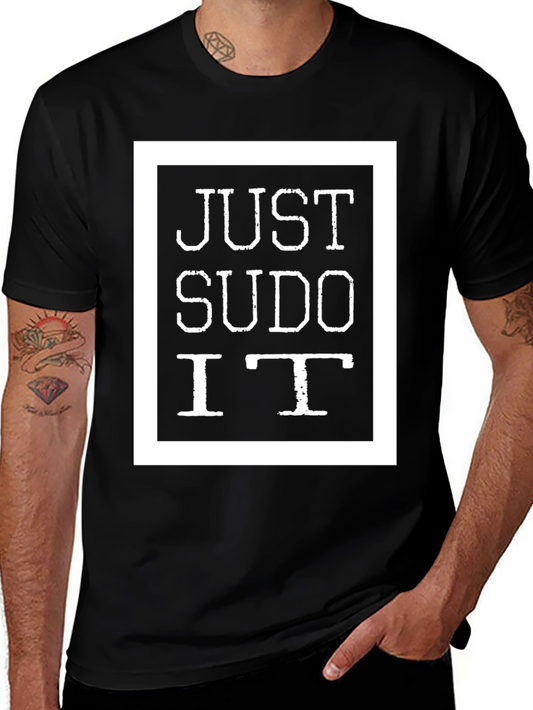 Camiseta Negra Just Sudo It - Informática