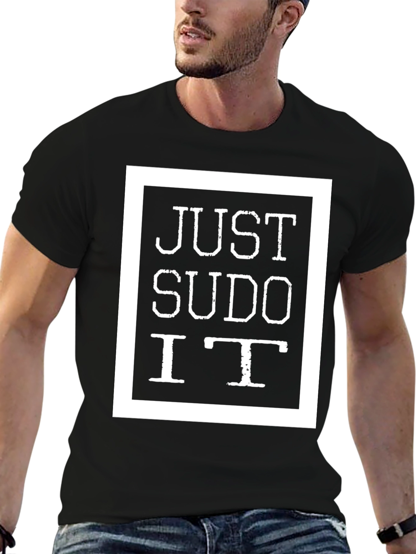 Camiseta Negra Just Sudo It - Informática