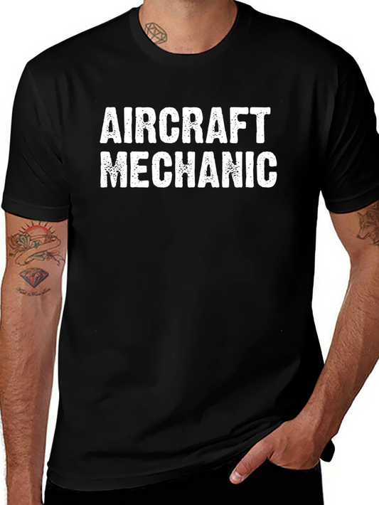 Camiseta Negra Aircraft Mechanic para Hombre