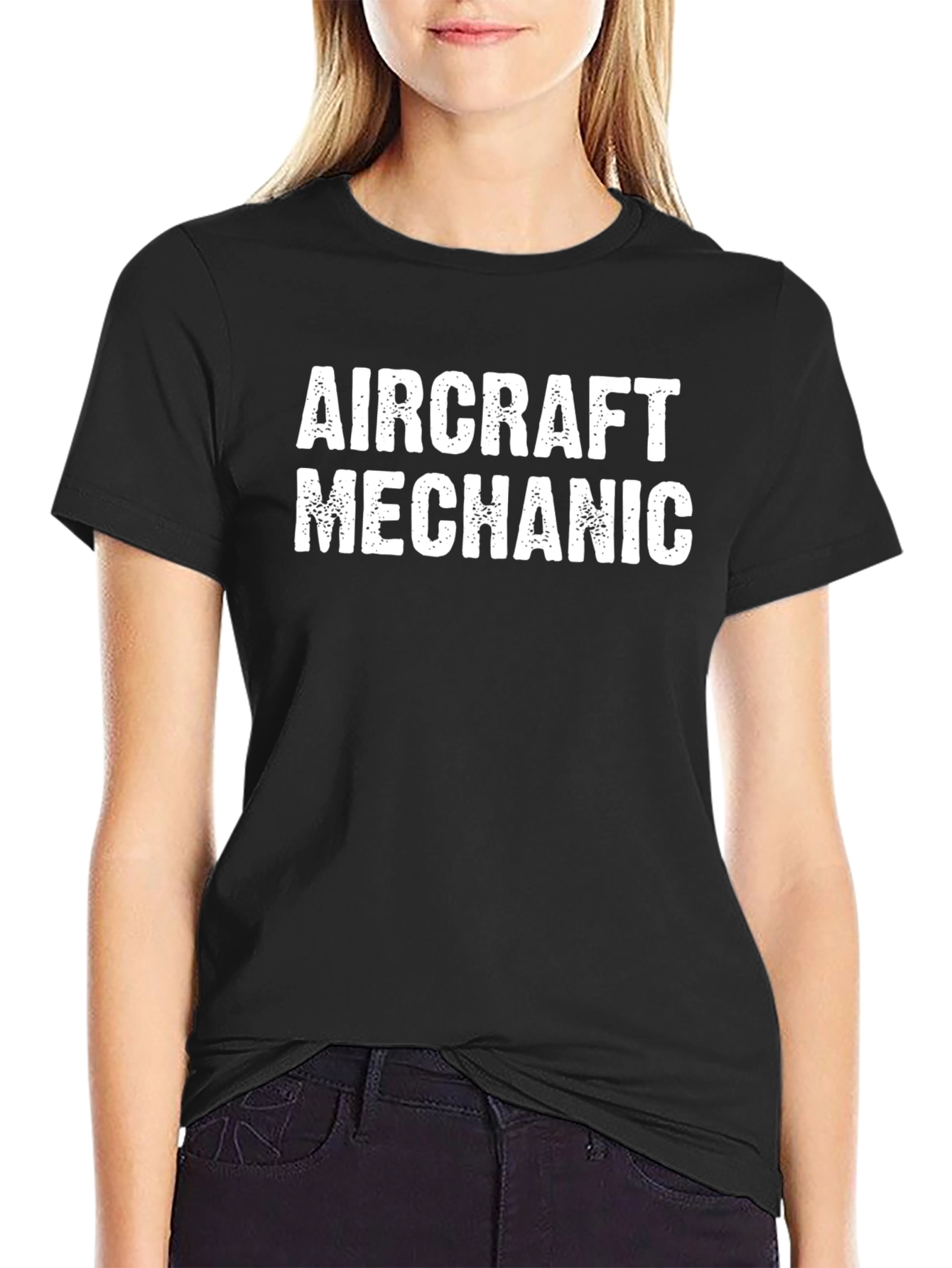 Camiseta Negra Aircraft Mechanic para Hombre
