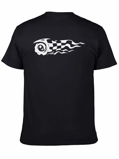 Camiseta Negra con Diseño de Carrera
