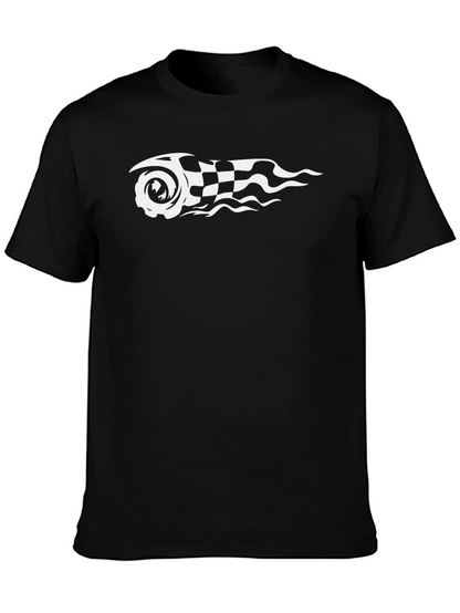 Camiseta Negra con Diseño de Carrera