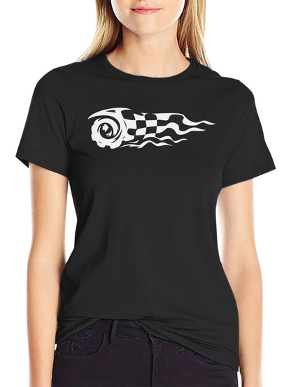 Camiseta Negra con Diseño de Carrera