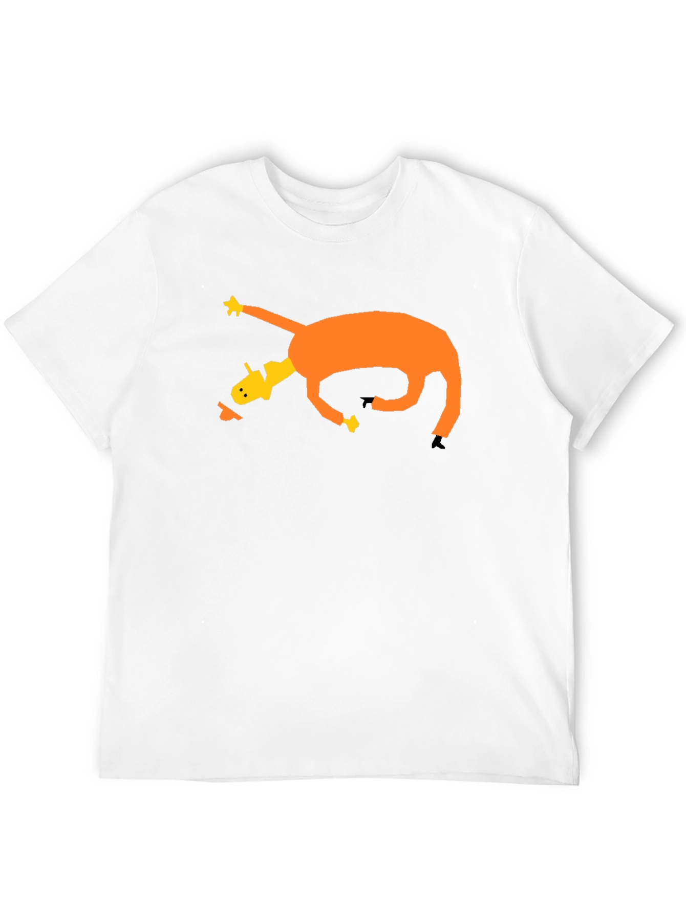 Camiseta Negra con Diseño Abstracto de Caballo Naranja