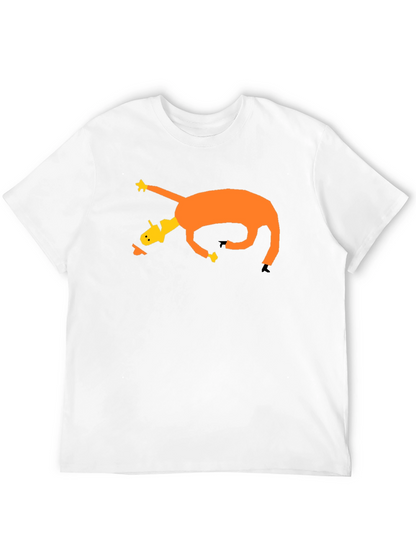Camiseta Negra con Diseño Abstracto de Caballo Naranja