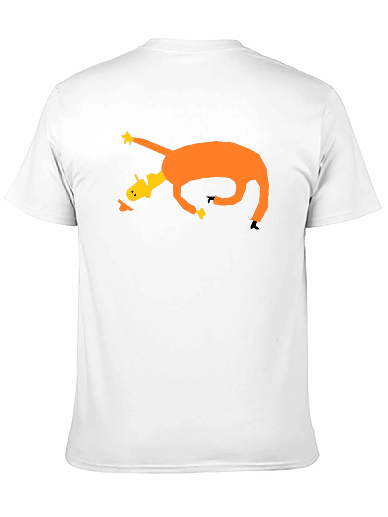 Camiseta Negra con Diseño Abstracto de Caballo Naranja