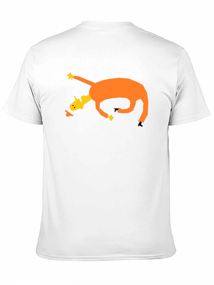 Camiseta Negra con Diseño Abstracto de Caballo Naranja