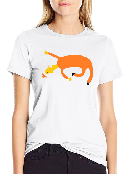 Camiseta Negra con Diseño Abstracto de Caballo Naranja