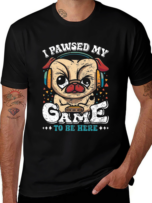 Camiseta Negra con Diseño de Pug Gamer
