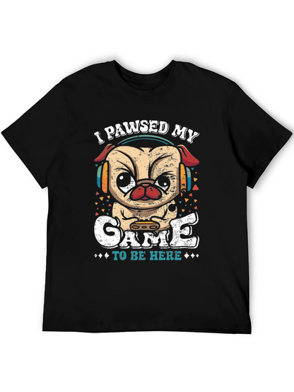 Camiseta Negra con Diseño de Pug Gamer