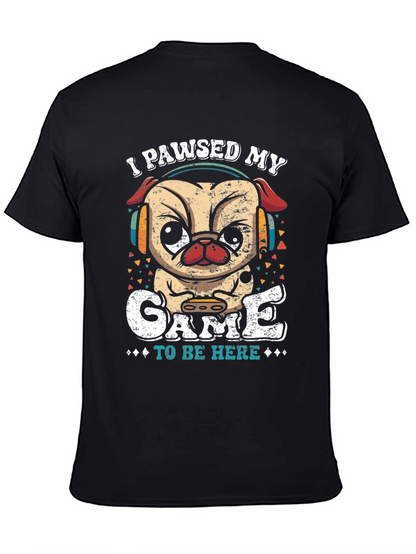 Camiseta Negra con Diseño de Pug Gamer