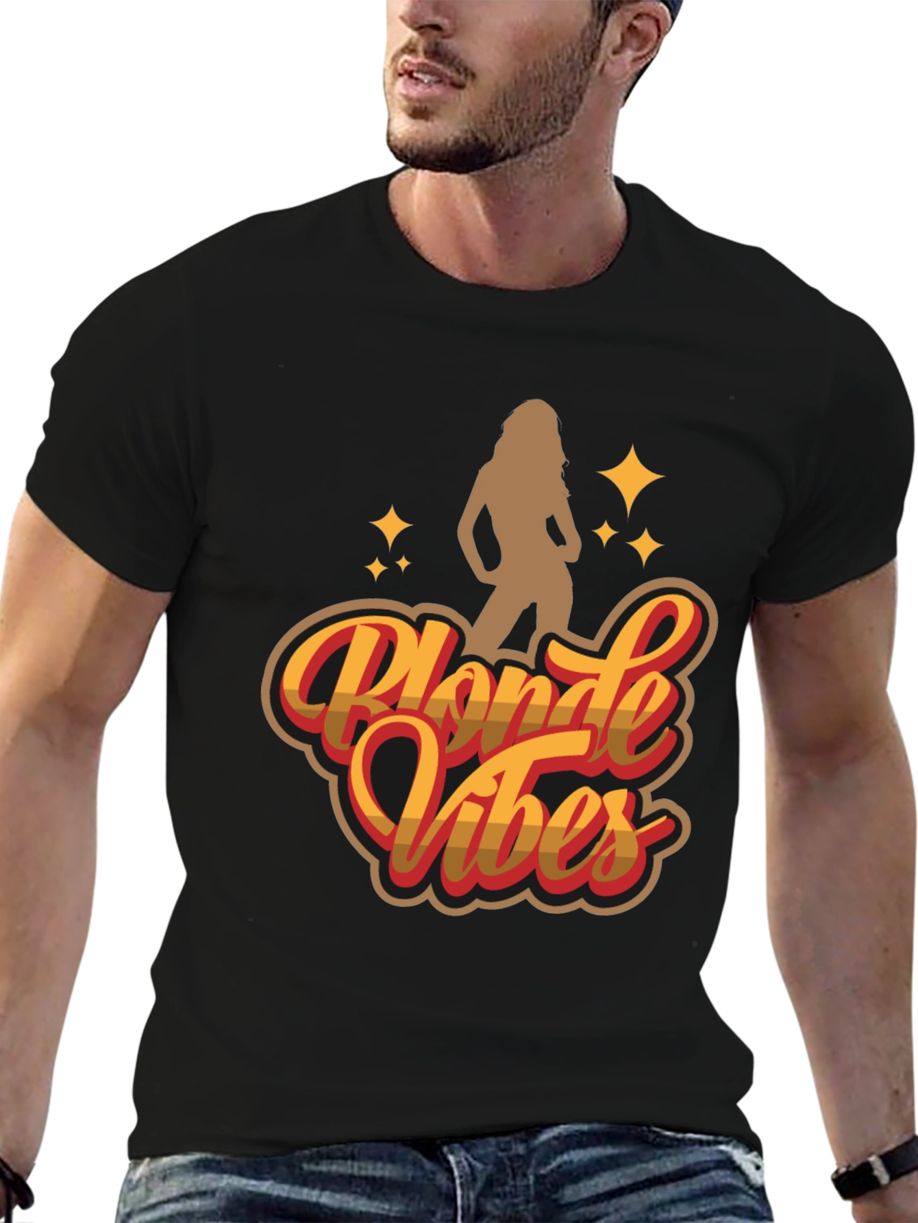 Camiseta Negra Blonde Vibes Estilo Retro
