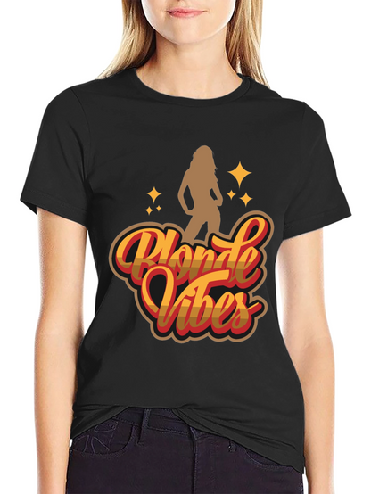 Camiseta Negra Blonde Vibes Estilo Retro