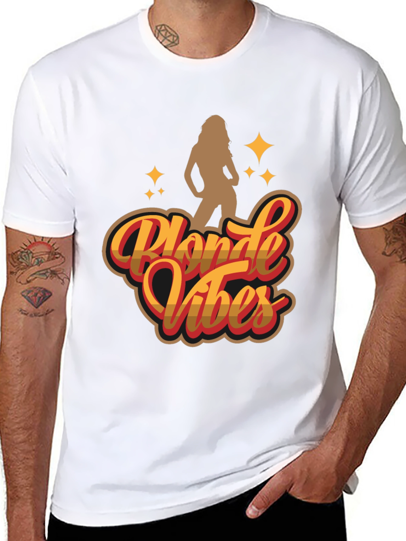 Camiseta Negra Blonde Vibes Estilo Retro