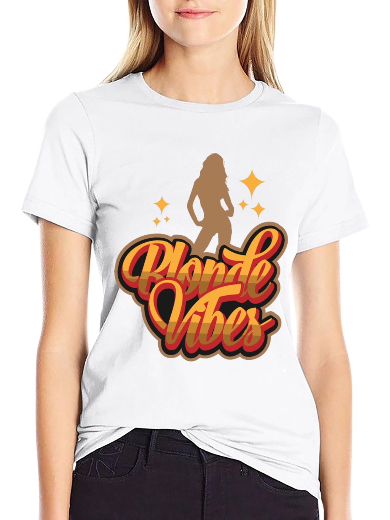Camiseta Negra Blonde Vibes Estilo Retro