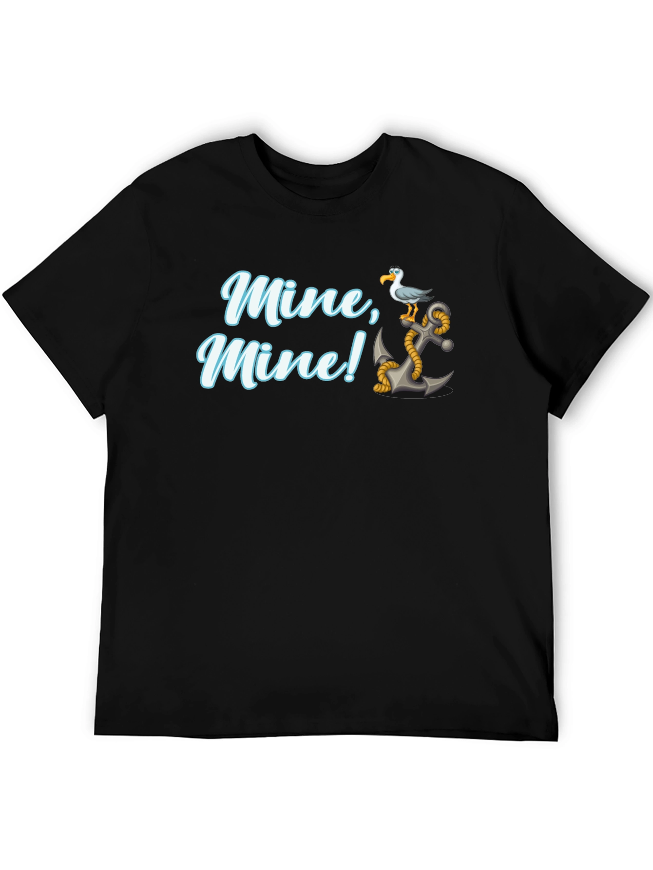 Camiseta Negra Mine Mine! con Ancla y Gaviota