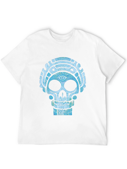 Camiseta Negra con Diseño de Calavera Azteca