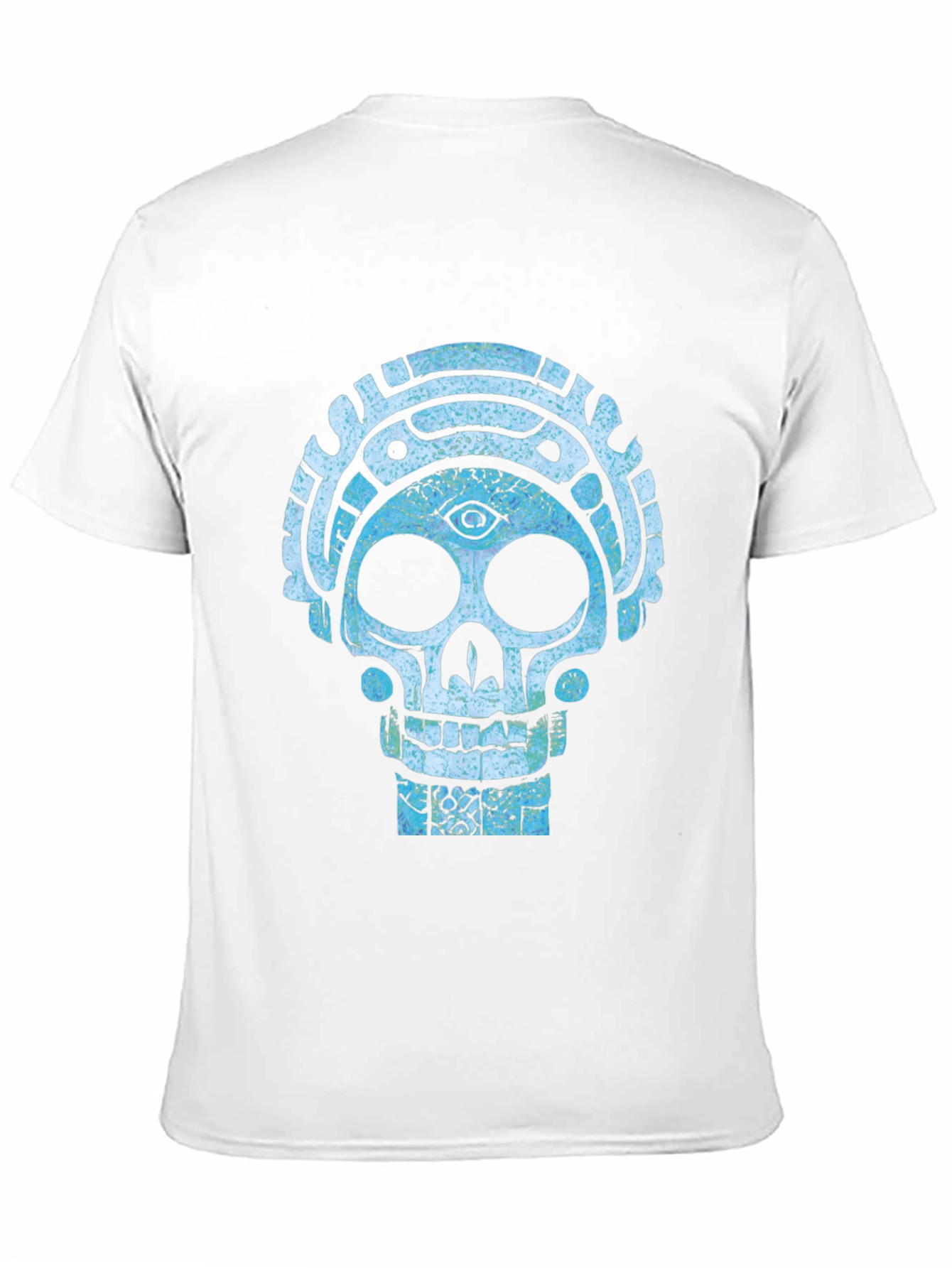 Camiseta Negra con Diseño de Calavera Azteca