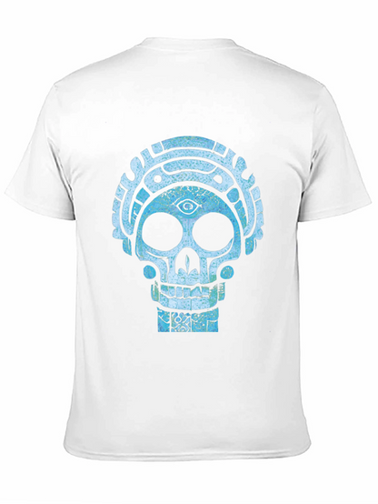 Camiseta Negra con Diseño de Calavera Azteca