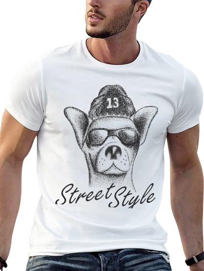 Camiseta Negra con Diseño de Perro Street Style