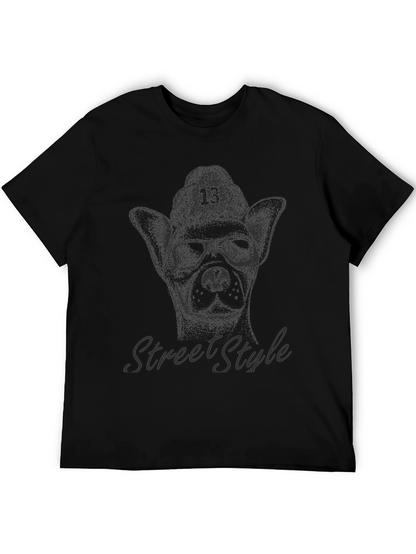 Camiseta Negra con Diseño de Perro Street Style