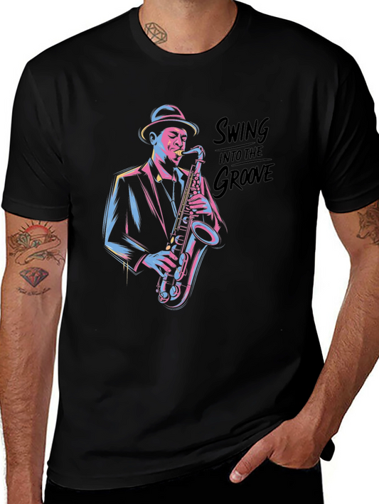 Camiseta Negra Jazzista con Estilo