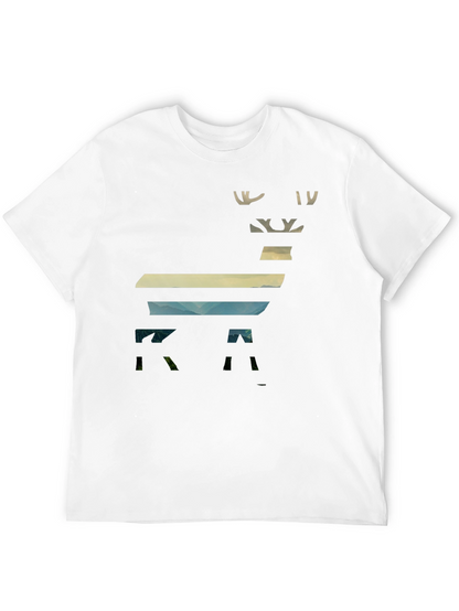 Camiseta Negra con Diseño de Ciervo Paisajista