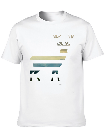 Camiseta Negra con Diseño de Ciervo Paisajista