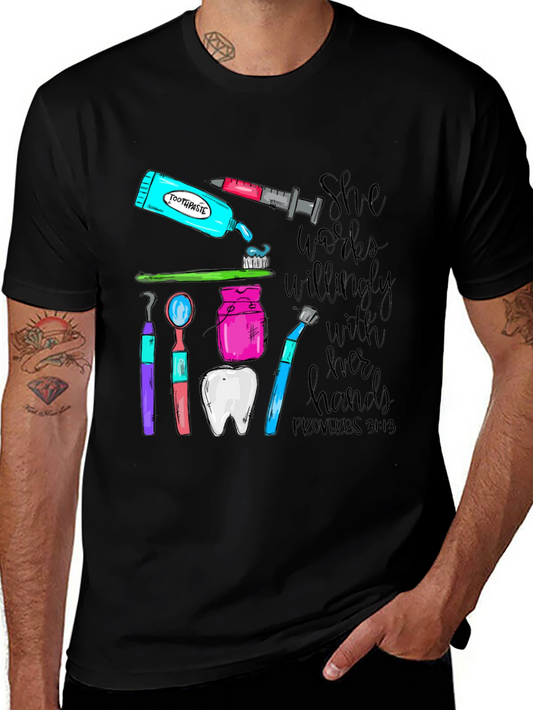 Camiseta Ella Trabaja Con Gusto con Sus Manos - Odontología