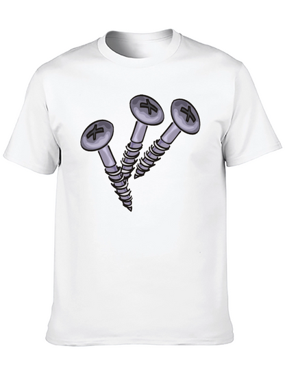 Camiseta Negra con Diseño de Tornillos