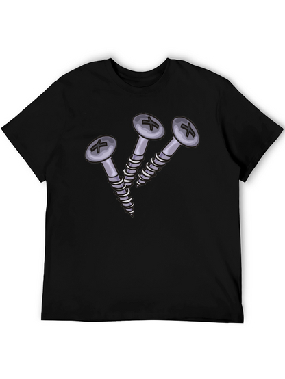 Camiseta Negra con Diseño de Tornillos
