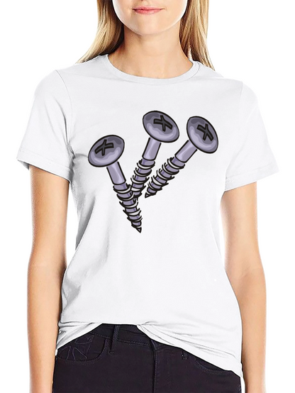Camiseta Negra con Diseño de Tornillos