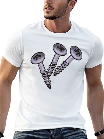 Camiseta Negra con Diseño de Tornillos