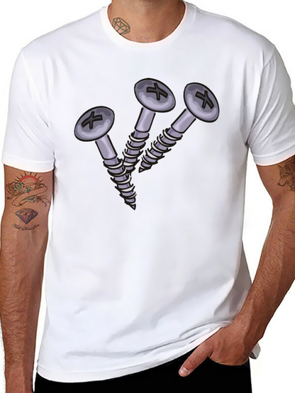 Camiseta Negra con Diseño de Tornillos