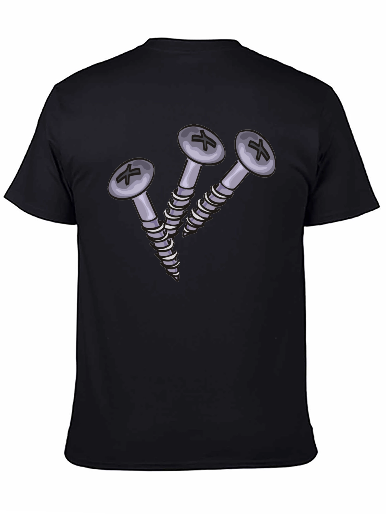 Camiseta Negra con Diseño de Tornillos