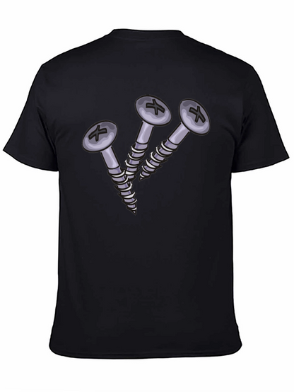 Camiseta Negra con Diseño de Tornillos