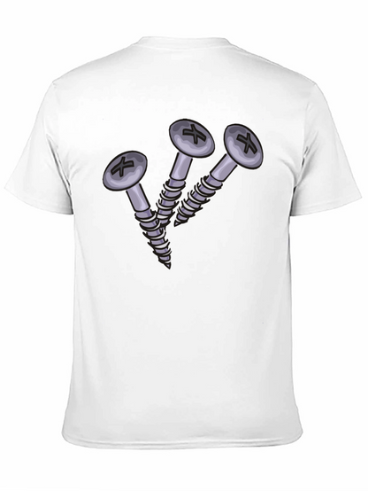 Camiseta Negra con Diseño de Tornillos